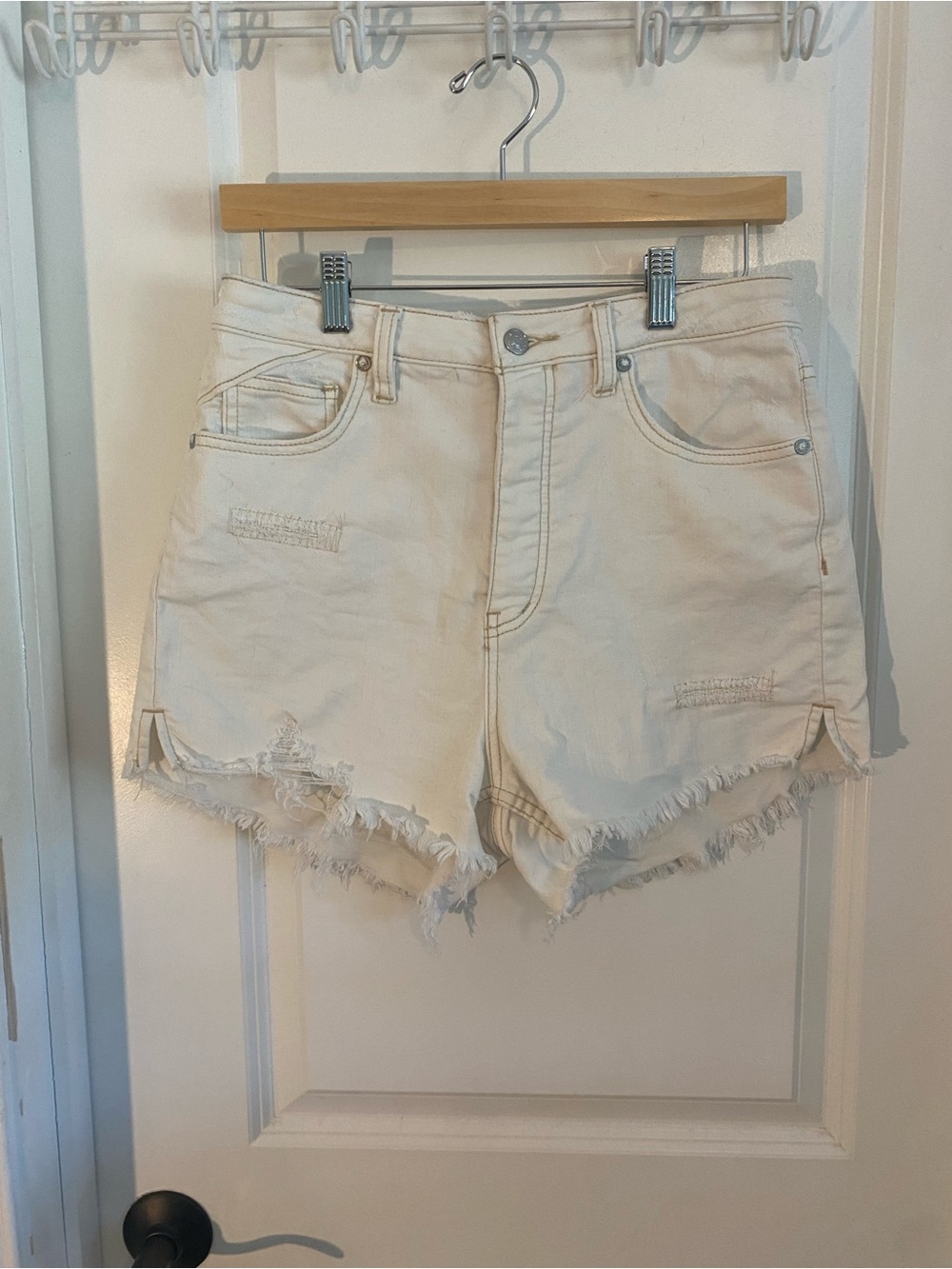 Free People We The Free Crvy High-Rise Distressed Denim Shorts